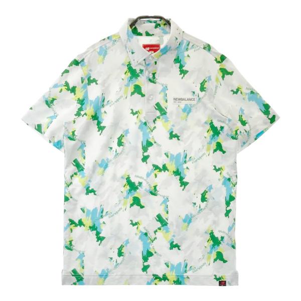 サイズ：5 NEW BALANCE GOLF ニューバランス  半袖ポロシャツ 総柄 グリーン系 [240101435402] ゴルフウェア メンズ ストスト NEW BALANCE GOLF ニューバランス 半袖ポロシャツ 総柄 グリーン