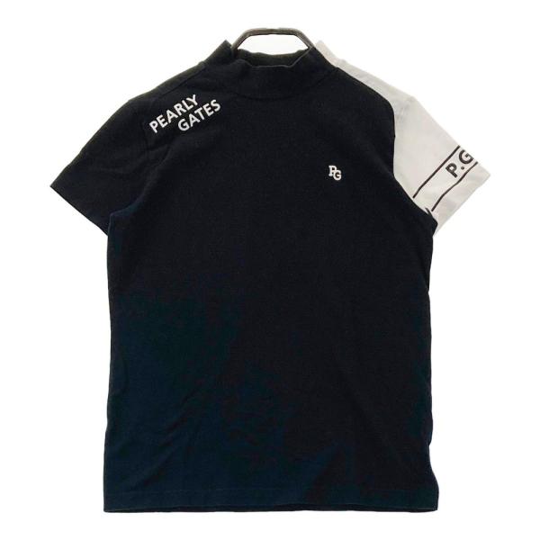 サイズ：1 PEARLY GATES パーリーゲイツ  モックネック 半袖 Tシャツ  ブラック系 [240101436252] ゴルフウェア レディース ストスト PEARLY GATES パーリーゲイツ モックネック 半袖 Tシャツ