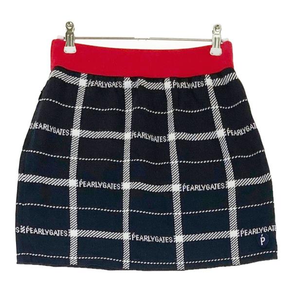 サイズ：0 PEARLY GATES パーリーゲイツ ; 裏地付 ニットスカート チェック柄 ブラック系 [240101436843] ゴルフウェア レディース ストスト PEARLY GATES パーリーゲイツ ; 裏地付 ニットスカート チェック