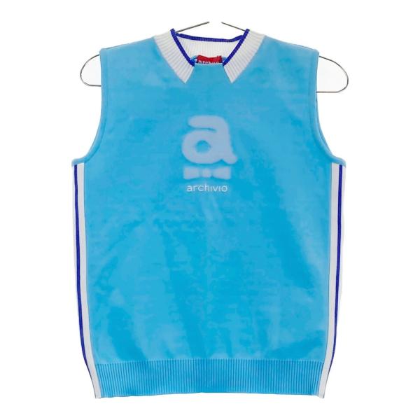 ARCHIVIO アルチビオ ハイネック ニットベスト ロゴ ブルー系 36