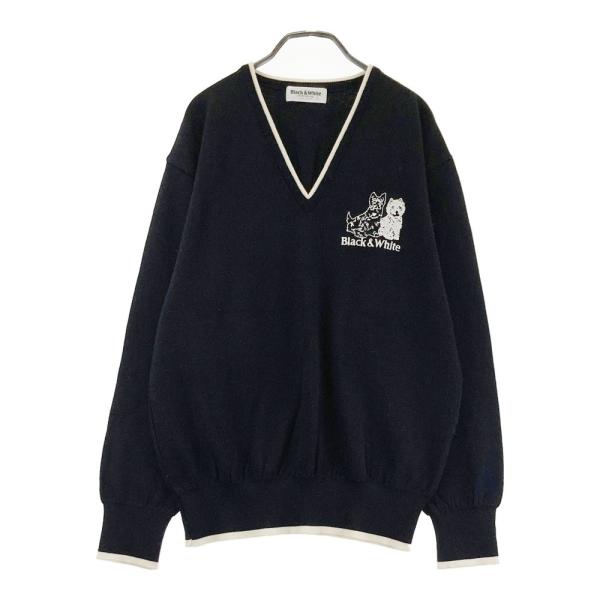 BLACK&WHITE ゴルフ ニット 新品 Lサイズ ブラックアンドホワイト ブラックアンドホワイト セーター ニット ゴルフウェア 犬