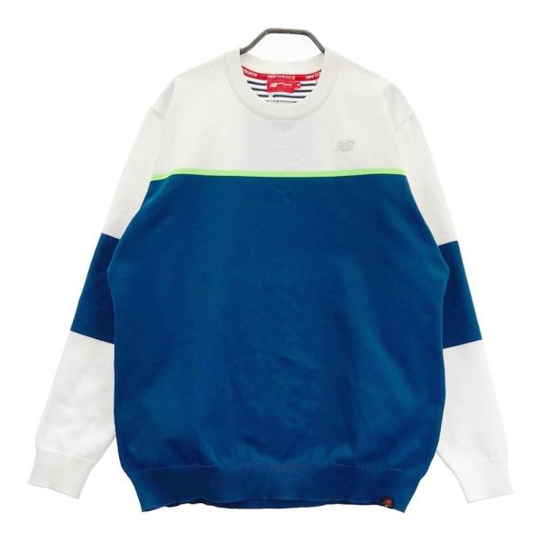 サイズ：6 NEW BALANCE GOLF ニューバランス  バイカラー 長袖ニットセーター  ホワイト系 [240101429970] ゴルフウェア メンズ ストスト サイズ：6 NEW BALANCE GOLF ニューバランス バイカラー 長袖