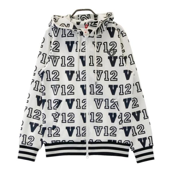 V12 ヴィトゥエルヴ フルジップパーカー ロゴ総柄 ホワイト系 S ゴルフ