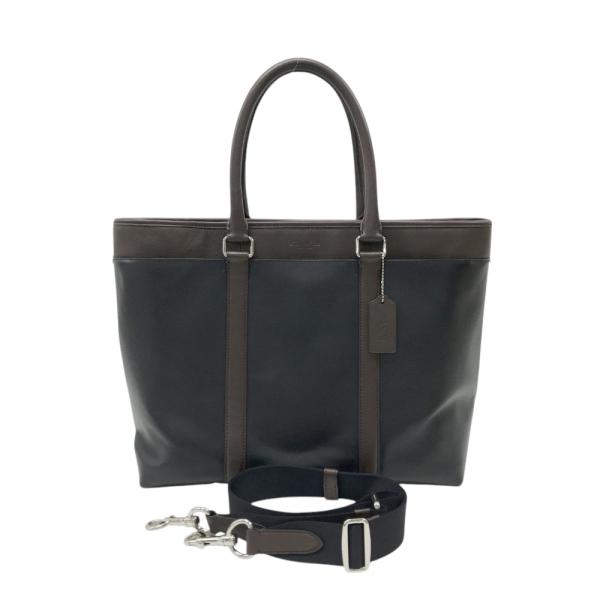 COACH コーチ F54758 2WAY レザー トート ビジネスバッグ ブラック系