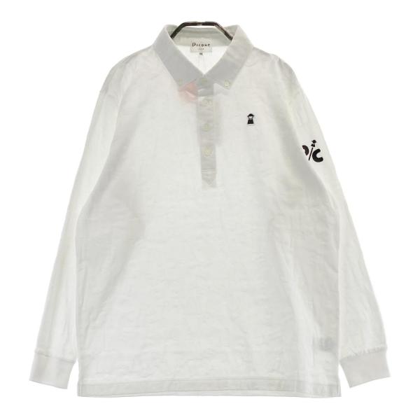 サイズ：48 PICONE CLUB　ピッコーネクラブ  長袖ポロシャツ 総柄 ホワイト系 [240101449165] ゴルフウェア メンズ ストスト 新品】PICONE CLUB ピッコーネクラブ 長袖ポロシャツ 総柄 ホワイト系