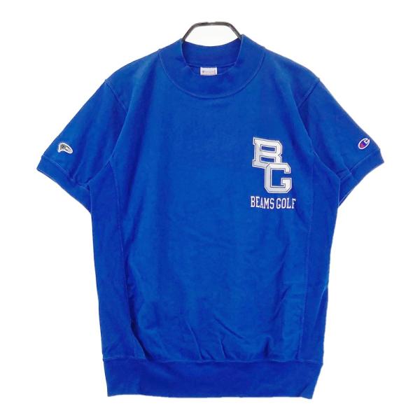 サイズ：MEDIUM BEAMS GOLF ビームスゴルフ ×CHAMPION 2023年モデル モックネック 半袖 スウェットトレーナー  ブルー系 [240101449344] ゴルフウェア メンズ ストスト BEAMS GOLF ビームスゴルフ ×CHAMPION 2023年モデル モックネック 半袖