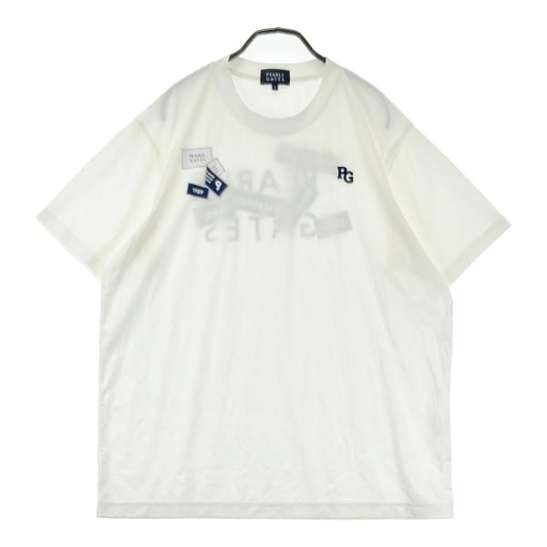 サイズ：5 PEARLY GATES パーリーゲイツ  半袖Tシャツ ロゴプリント  ホワイト系 [240101450200] ゴルフウェア メンズ ストスト PEARLY GATES パーリーゲイツ 半袖Tシャツ ロゴプリント