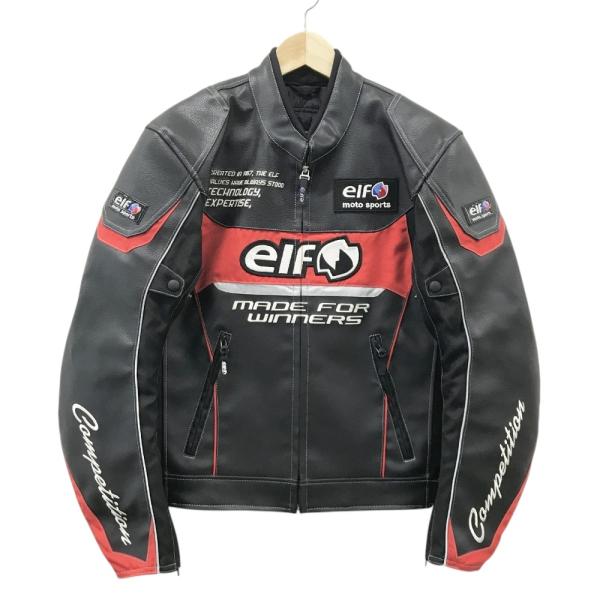 elf Original Collection レザーライディングジャケット elf エルフ レザー切替 ライディングジャケット ブラック系 M