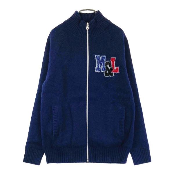 サイズ：M MARK&LONA マークアンドロナ  裏地付ニットジップジャケット ウール  ネイビー系 [240101454827] ゴルフウェア メンズ ストスト MARK&LONA マークアンドロナ 裏地付ニットジップジャケット