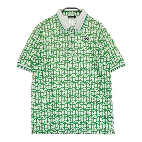 KAPPA GOLF カッパゴルフ  半袖ポロシャツ 総柄 グリーン系 L ゴルフウェア メンズ