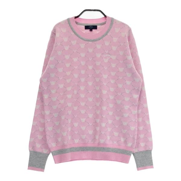 CALLAWAY キャロウェイ 長袖ニットセーター ベア柄 ピンク系 M ゴルフ