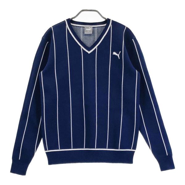 美品 PUMA GOLF ロゴ グラフィック Vネック セーター XL グリーン 中古 レディース ニューバランスゴルフ New Balance golf