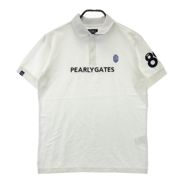 美品 近年 パーリーゲイツ ポロシャツ シアサッカー デカロゴ ゴルフ サイズ4 PEARLY GATES パーリーゲイツ 半袖ポロシャツ シアサッカー