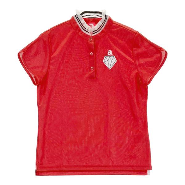 サイズ：38 ARCHIVIO アルチビオ  フリル 襟付き 半袖Tシャツ  レッド系 [240101460793] ゴルフウェア レディース ストスト ARCHIVIO アルチビオ フリル 襟付き 半袖Tシャツ レッド系 38