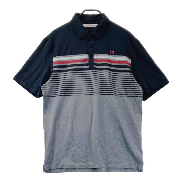 サイズ：M TRAVIS MATHEW トラビスマシュー  半袖ポロシャツ ボーダー柄 ネイビー系 [240101425204] ゴルフウェア メンズ ストスト TRAVIS MATHEW トラビスマシュー 半袖ポロシャツ ボーダー柄