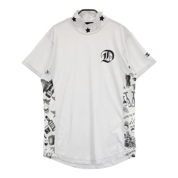 サイズ：2 DANCE WITH DRAGON ダンスウィズドラゴン  ハイネック半袖Tシャツ  ホワイト系 [240101462009] ゴルフウェア メンズ ストスト DANCE WITH DRAGON ダンスウィズドラゴン ハイネック半袖Tシャツ