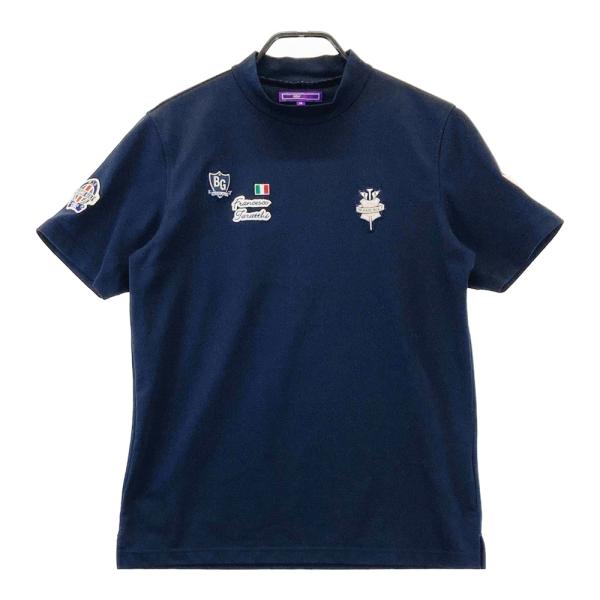 【ビームスゴルフ】美品 モックネック ネイビー ロゴ Ｌサイズ レディース BEAMS GOLF（ビームス ゴルフ）ORANGE LABEL / 裏起毛 フラッグ