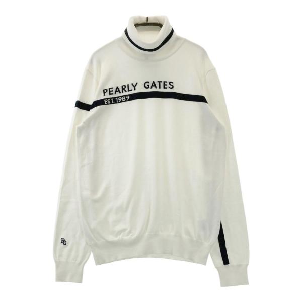 サイズ：1 PEARLY GATES パーリーゲイツ 2023年モデル タートルネック ニットセーター  ホワイト系 [240101465224] ゴルフウェア レディース ストスト PEARLY GATES パーリーゲイツ 2023年モデル タートルネック ニット