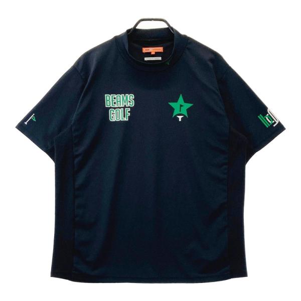 サイズ：L BEAMS GOLF ビームスゴルフ  起毛 ハイネック 半袖Tシャツ  ブルー系 [240101469978] ゴルフウェア メンズ ストスト BEAMS GOLF ビームスゴルフ ハイネック 半袖Tシャツ ネイビー系
