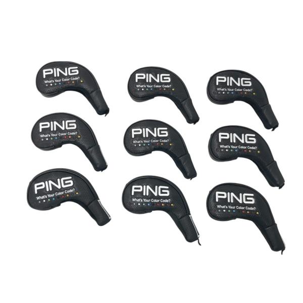 PING ピン  ヘッドカバー 9点セット  ブラック系 ｱｲｱﾝ [240101466201] ゴルフウェア ストスト PING ピン ヘッドカバー 9点セット ブラック系 アイアン ゴルフウェア