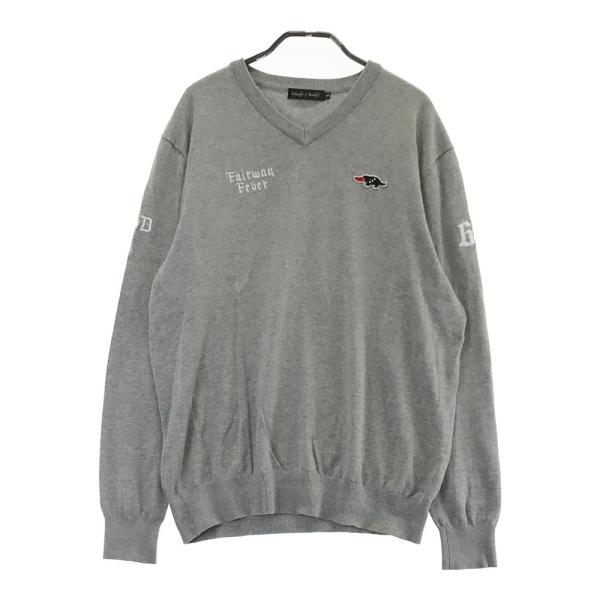 サイズ：M ROUGH&SWELL ラフアンドスウェル  Vネック ニットセーター カモノハシ  グレー系 [240101467890] ゴルフウェア メンズ ストスト ROUGH&SWELL ラフアンドスウェル Vネック ニットセーター