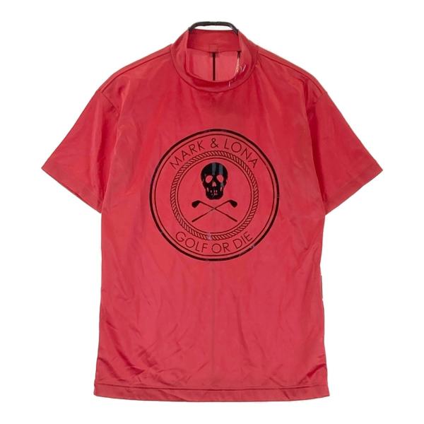 MARK & LONA レッド ゴルフシャツ MARK@&LONA メンズゴルフシャツ ピンクロゴ サイズ44 マークアンドロナ