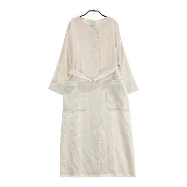 新品】ebure エブール ノーカラーツイードコート ホワイト系 36