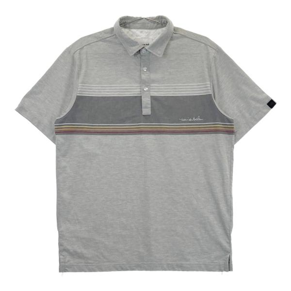 サイズ：M TRAVIS MATHEW トラビスマシュー  半袖ポロシャツ ボーダー柄 グレー系 [240101461210] ゴルフウェア メンズ ストスト TRAVIS MATHEW トラビスマシュー 半袖ポロシャツ ボーダー柄