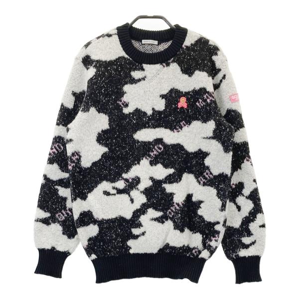 MARK&LONA マークアンドロナ モヘヤ混 ニットセーター 総柄 ブラック系