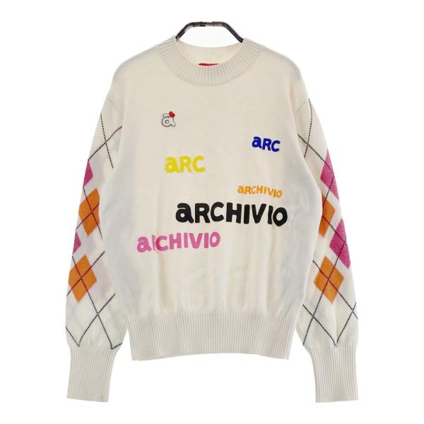 ARCHIVIO アルチビオ モックネック ニットセーター ロゴ アーガイル柄