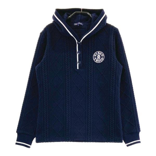 サイズ：LL 23区GOLF ニジュウサンクゴルフ  裏起毛 ジップパーカー 千鳥柄 ネイビー系 [240101447796] ゴルフウェア メンズ ストスト 23区GOLF ニジュウサンクゴルフ ニット風パーカー ネイビー系 1 ゴルフ