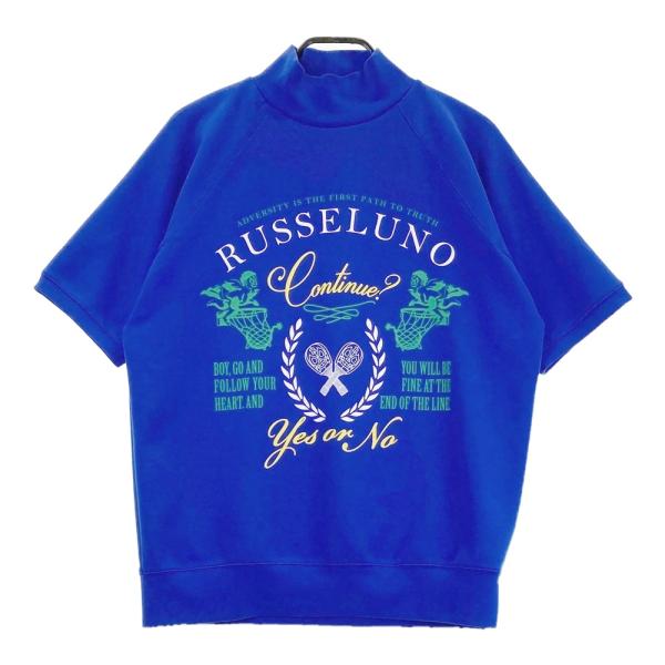 Russeluno ラッセルノ　ロゴ刺繍　メンズ　スウェット　トレーナー　ゴルフ RUSSELUNO ラッセルノ スウェット 半袖トレーナー 天使ルチャ ブルー系