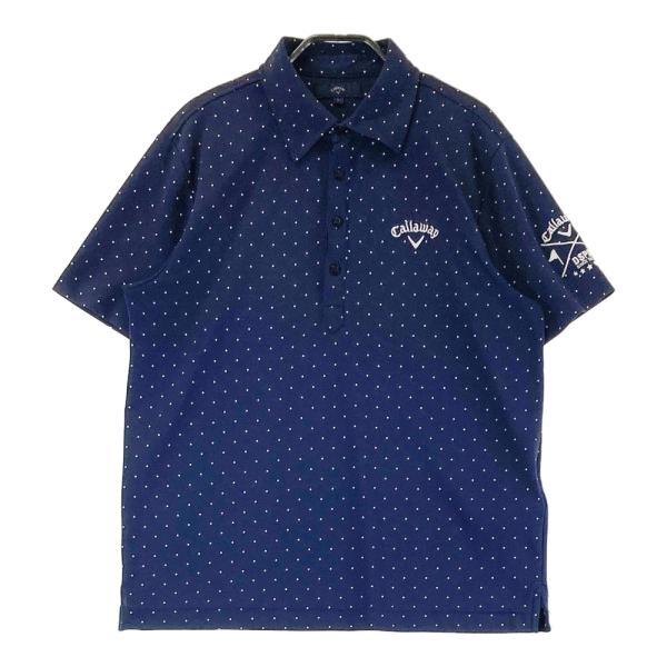 CALLAWAY キャロウェイ 半袖ポロシャツ ドット柄 ネイビー系 L ゴルフ