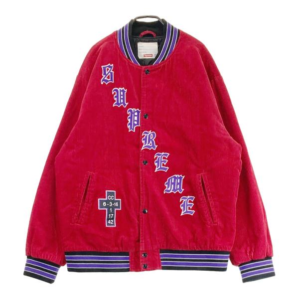初期　Supreme コーデュロイ スタジャン XL SUPREME シュプリーム スタジャン 中綿 コーデュロイ レッド系 XL