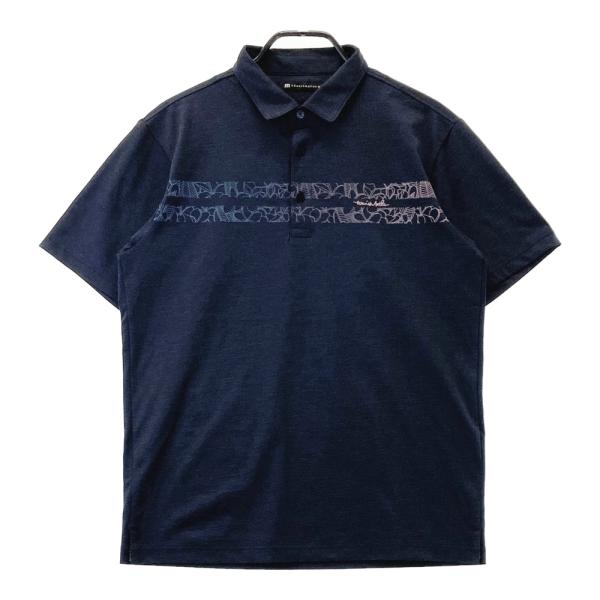サイズ：M TRAVIS MATHEW トラビスマシュー  半袖 ポロシャツ 総柄 ネイビー系 [240101417279] ゴルフウェア メンズ ストスト TRAVISMATHEW TRAVIS MATHEW トラビスマシュー 半袖ポロシャツ