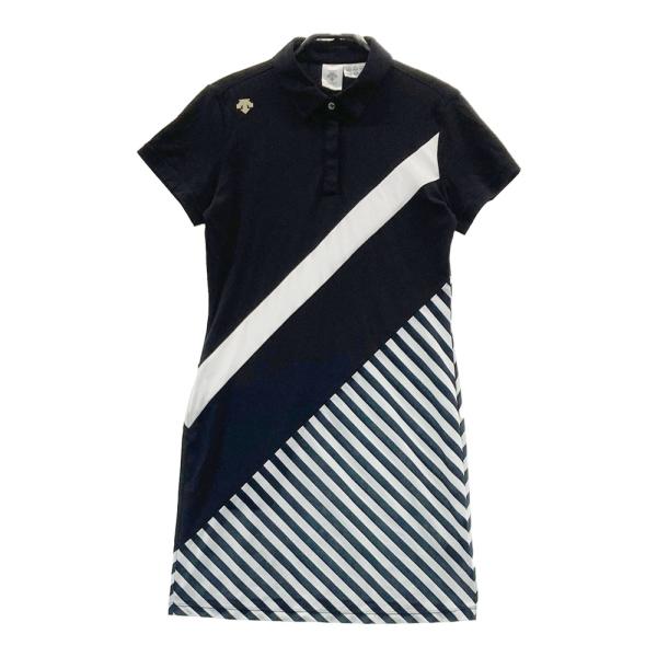 【DESCENTE GOLF】ノースリーブポロワンピース DESCENTE GOLF デサントゴルフ 半袖ポロ ワンピース ストライプ