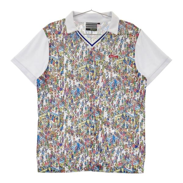 RUSSELUNO ラッセルノ 半袖ポロシャツ スキッパー メッシュ 総柄