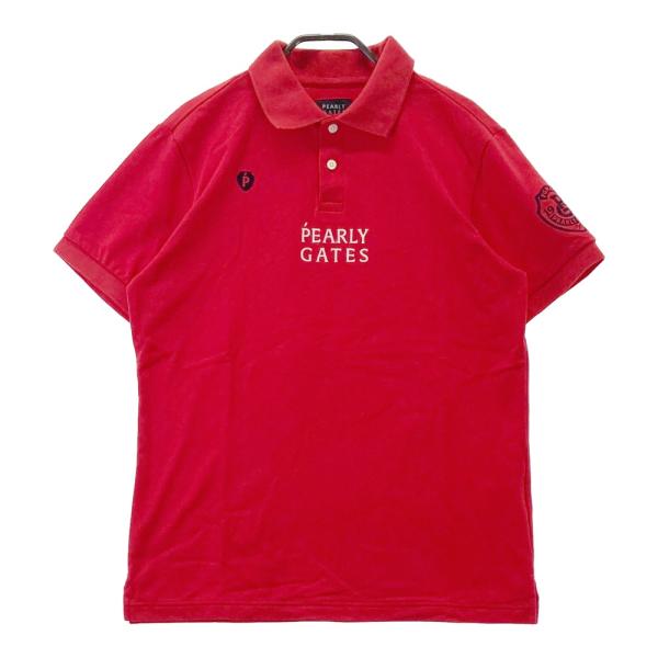 サイズ：4 PEARLY GATES パーリーゲイツ  半袖ポロシャツ ワッペン  レッド系 [240101490006] ゴルフウェア メンズ ストスト PEARLY GATES パーリーゲイツ 半袖ポロシャツ ワッペン レッド系
