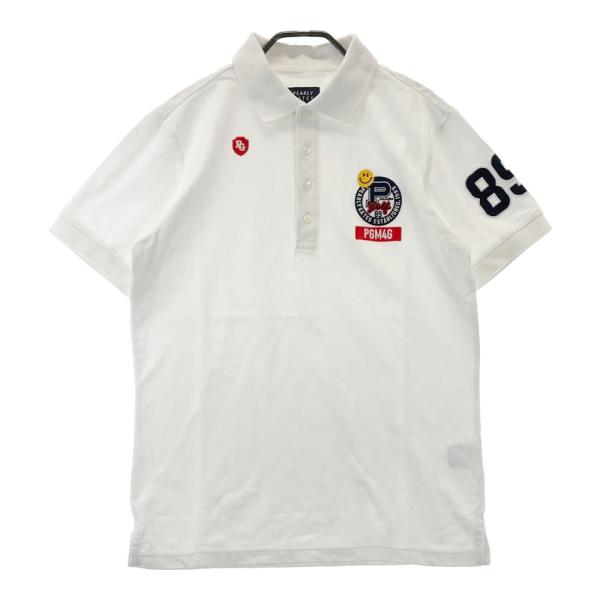 未使用　PEARLY GATES ポロシャツ ゴルフウェア 刺繍 ニコちゃん PEARLY GATES パーリーゲイツ 半袖ポロシャツ ニコちゃん刺繍 ホワイト