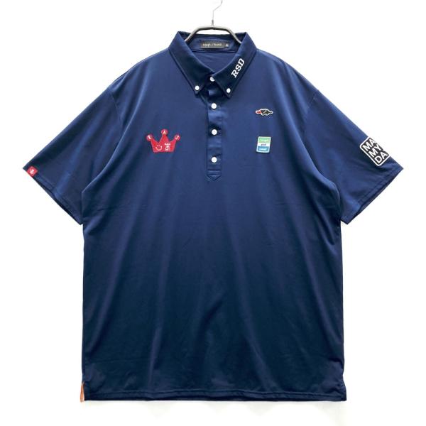 美品❗️ ラフアンドスウェル ネイビー　半袖ポロシャツ　Ｍ　23年春夏モデル ROUGH&SWELL ラフアンドスウェル 半袖ポロシャツ ボタンダウン