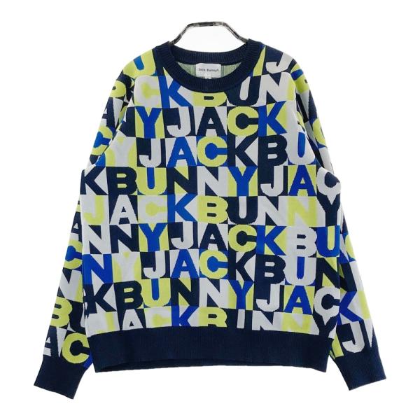 JACK BUNNY ジャックバニー ニットセーター ロゴ柄 ネイビー系 2