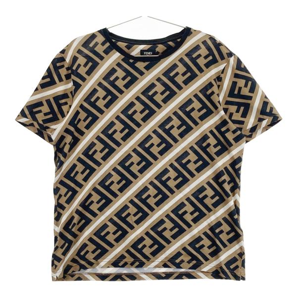 FENDI フェンディ 大きいサイズ 幾何学模様 Vネック 半袖Tシャツ フェンディ 子供服 Tシャツ カットソー ブラック キッズ
