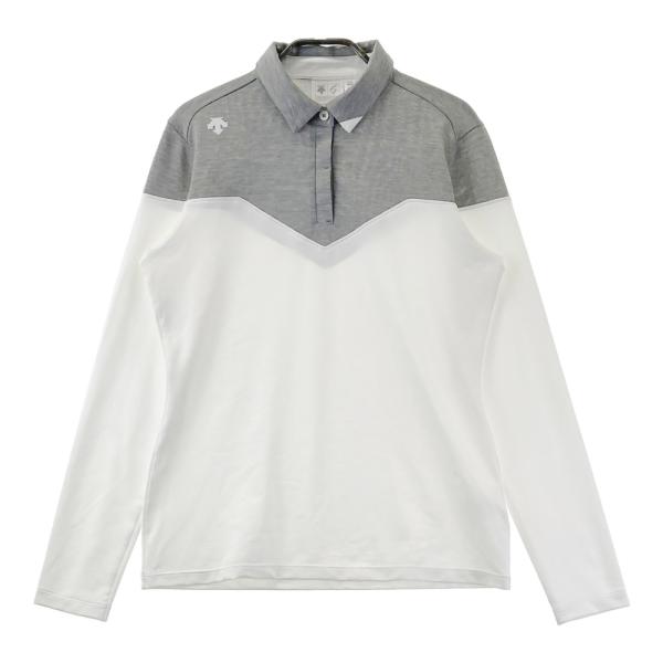 処分！　未使用　デサントゴルフ　ポロシャツ　長袖シャツ　Mサイズ　レディース　白 DESCENTE GOLF デサントゴルフ 長袖ポロシャツ ホワイト系 L ゴルフ