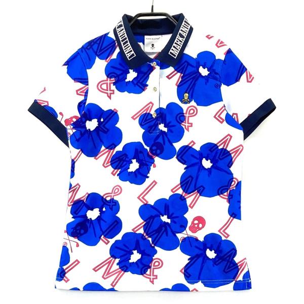 MARK&LONA マークアンドロナ 半袖ポロシャツ スカル 総柄 ネイビー系