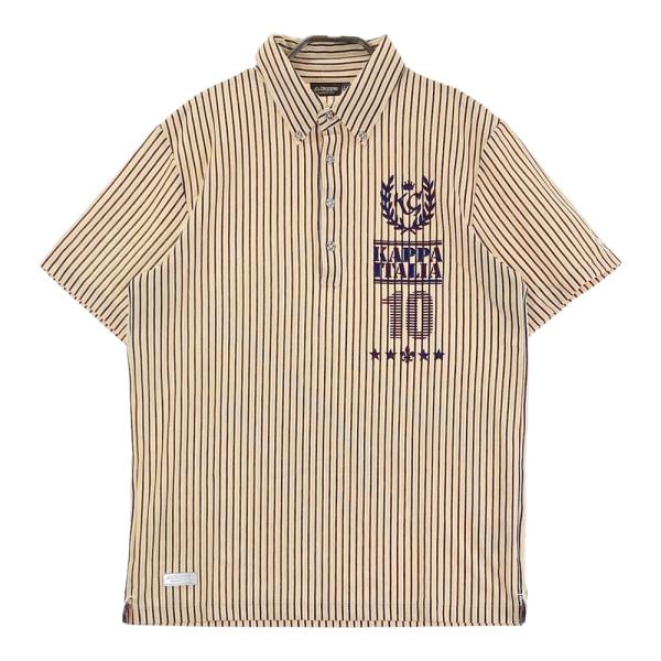 KAPPA GOLF カッパゴルフ  半袖ポロシャツ ボタンダウン ストライプ柄 イエロー系 LL ゴルフウェア メンズ