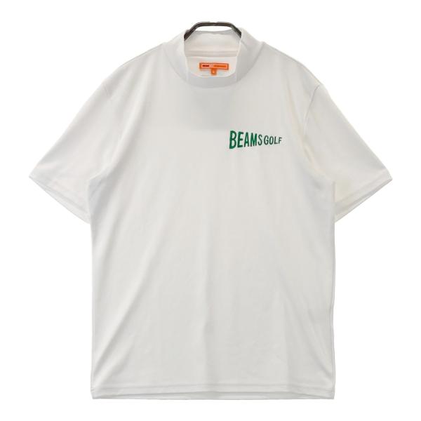 【ビームスゴルフ】人気ロゴネーム 半袖ゴルフモックネックシャツ M 白 BEAMS GOLF（ビームス ゴルフ）〈MEN〉 PURPLE LABEL