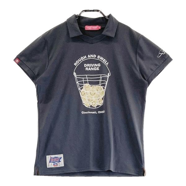 サイズ：L ROUGH&amp;SWELL ラフアンドスウェル 2023年モデル 襟付き 半袖Tシャツ  グレー系 [240101500429] ゴルフウェア レディース ストスト ROUGH&SWELL ラフアンドスウェル 2023年モデル 襟付き 半袖T