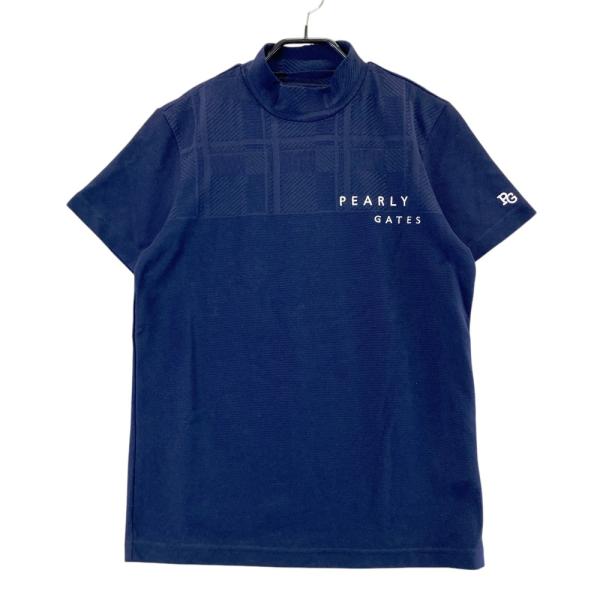 サイズ：4 PEARLY GATES パーリーゲイツ 2023年 ハイネック 半袖Tシャツ  ネイビー系 [240101468864] ゴルフウェア メンズ ストスト PEARLY GATES パーリーゲイツ 2023年モデル ハイネック半袖T