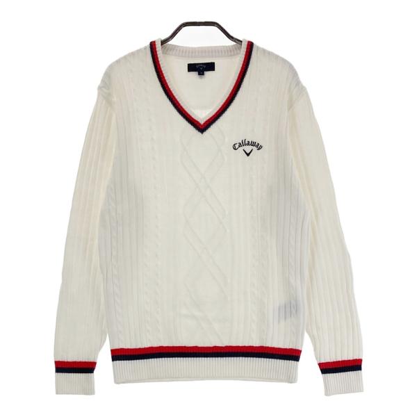 Callaway Vネック セーター ホワイト/ネイビー CALLAWAY キャロウェイ Vネック ニットセーター ホワイト系 M