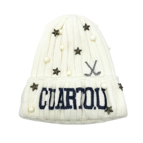 CUARTO UNITED クアルトユナイテッド  ニット帽 スタッズ  ホワイト系 F ゴルフウェア